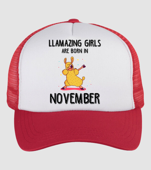 Llamazing girls are born in november black model alb/roșu pe tricou