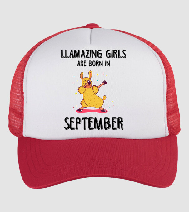 Llamazing girls are born in september black model alb/roșu pe tricou