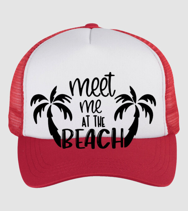 Meet me at the beach model alb/roșu pe tricou