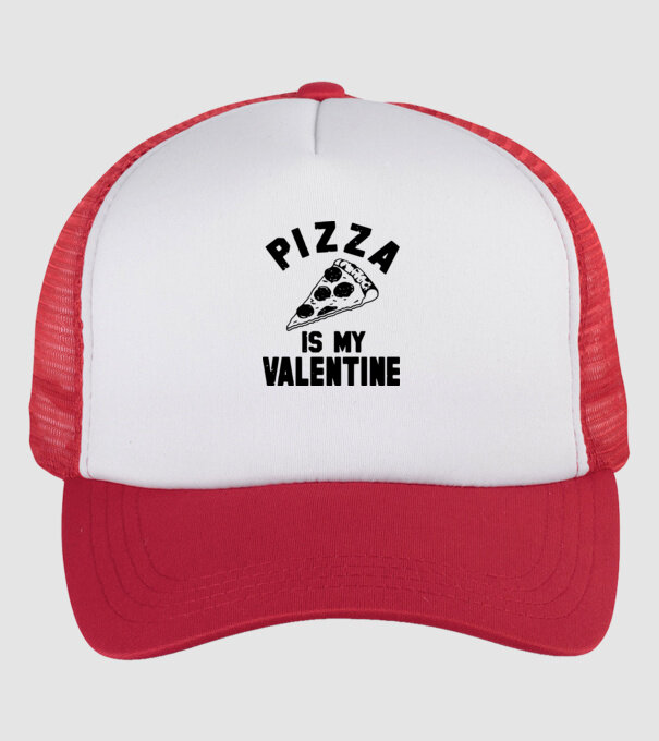 Pizza is valentine model alb/roșu pe tricou