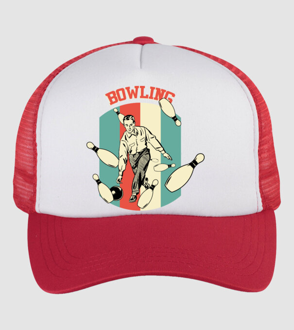Retro Bowling model alb/roșu pe tricou