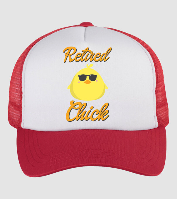 Retired chick model alb/roșu pe tricou