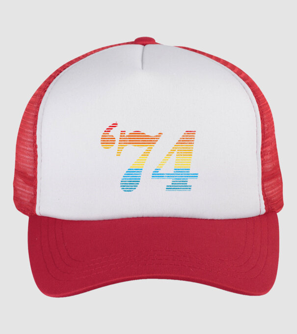 Retro Birthday 1974 model alb/roșu pe tricou