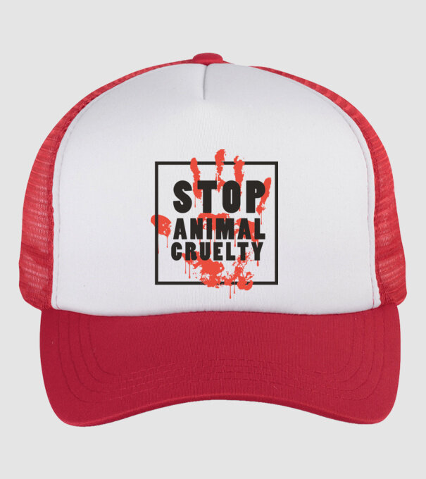 Stop animal cruelty model alb/roșu pe tricou