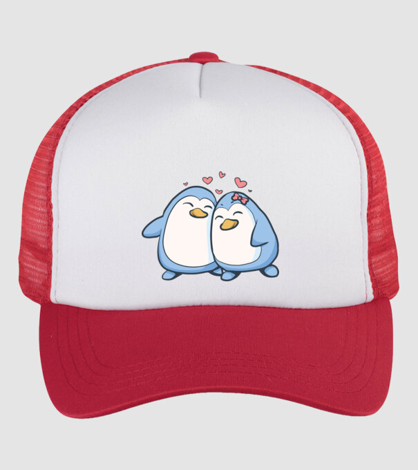 PINGUIN ÎNDRĂGOSTIT model alb/roșu pe tricou