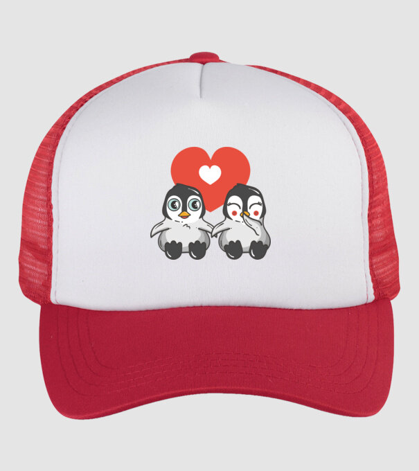 PINGUINI ÎNDRĂGOSTIȚI 7 model alb/roșu pe tricou