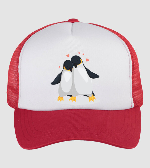 PINGUINI ÎNDRĂGOSTIȚI 8 model alb/roșu pe tricou