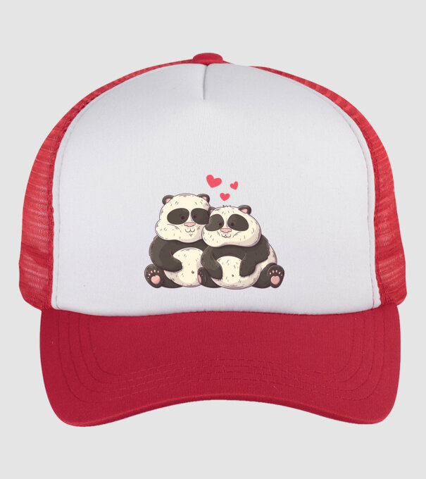 URȘI PANDA DOLOFANI ÎNDRĂGOSTIȚI model alb/roșu pe tricou