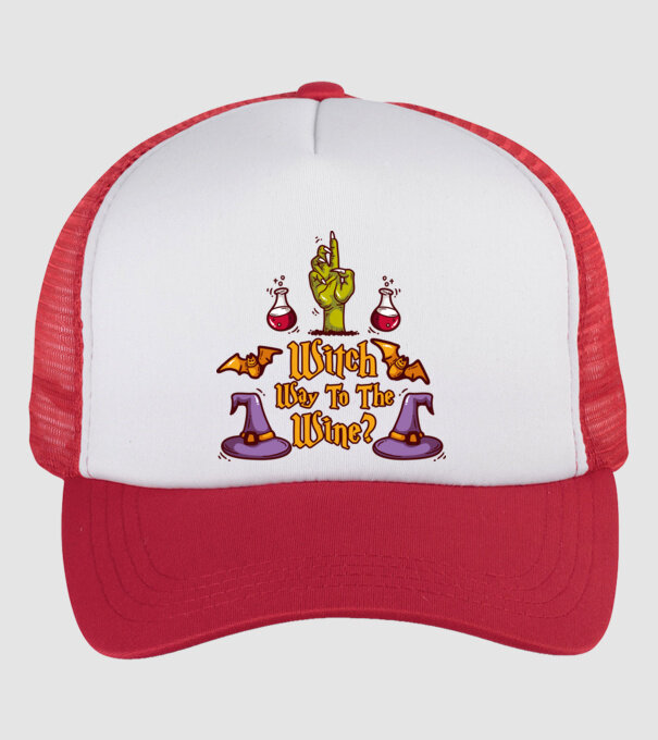 Witch way to the wine model alb/roșu pe tricou