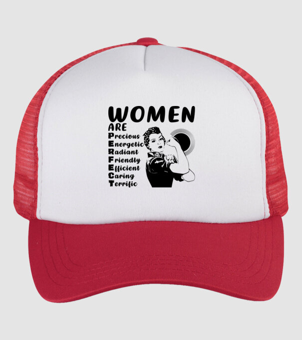 Women are perfect model alb/roșu pe tricou