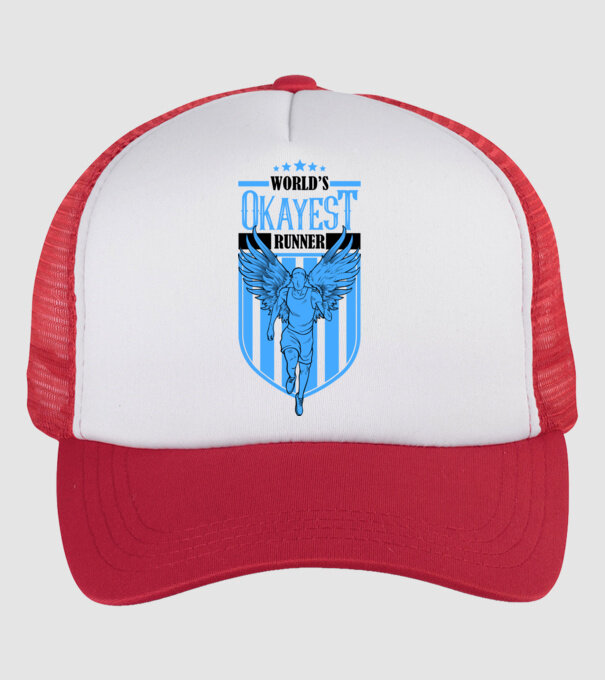 World okayest runner model alb/roșu pe tricou