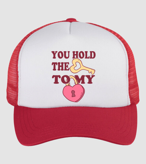 you hold the key to my heart model alb/roșu pe tricou