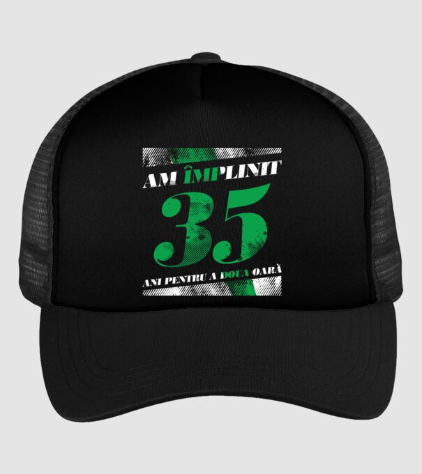 Am împlinit 35 ani pentru a doua oară model negru pe tricou