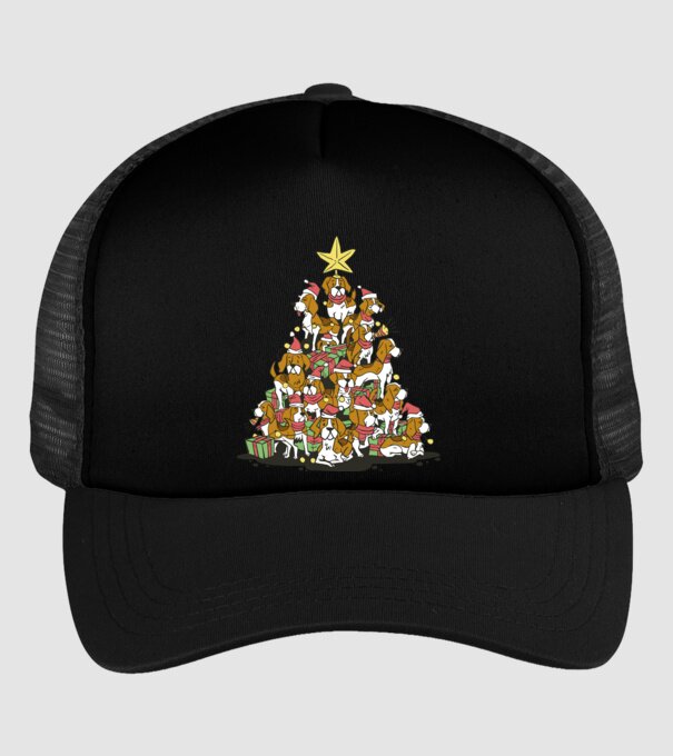 beagle christmas tree model negru pe tricou