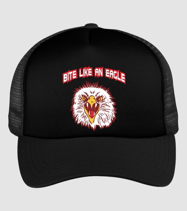 bite like an eagle cobra kai model negru pe tricou
