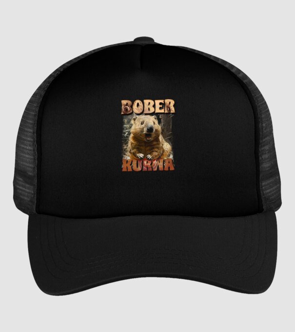 BOBER wombat model negru pe tricou