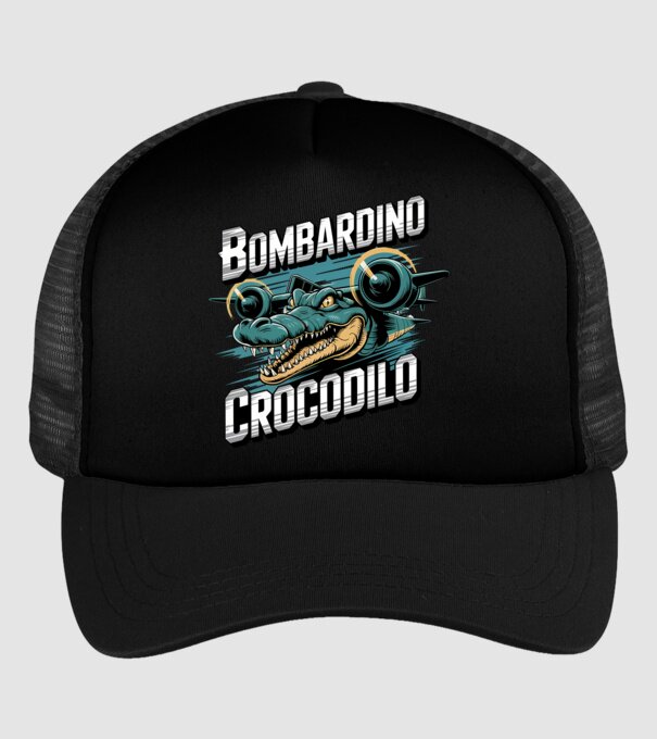Bombardino Crocodilo 2 model negru pe tricou