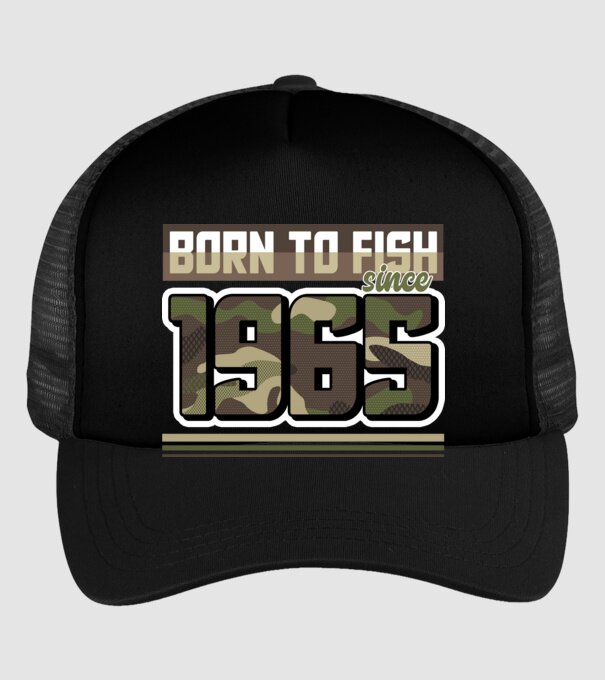 Born to fish since 1965 model negru pe tricou