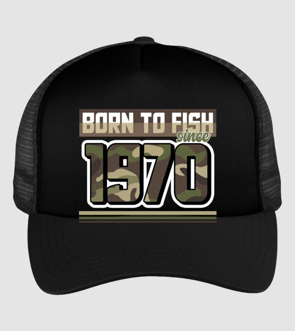 Born to fish since 1970 model negru pe tricou