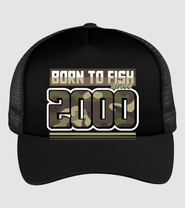 Born to fish since 2000 model negru pe tricou