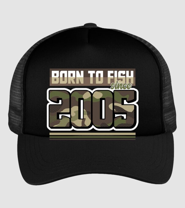 Born to fish since 2005 model negru pe tricou