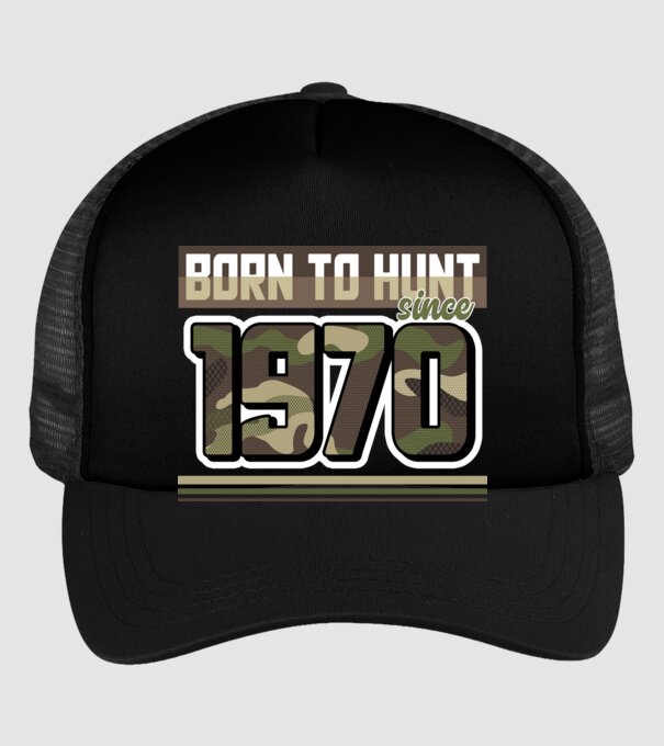 Born to hunt since 1970 model negru pe tricou