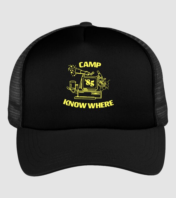 camp nowhere 85 stranger things model negru pe tricou