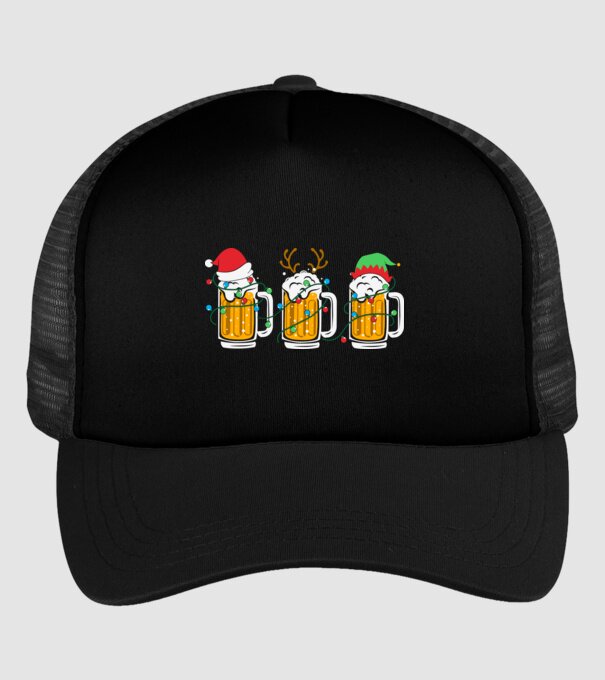 Christmas beer mugs model negru pe tricou