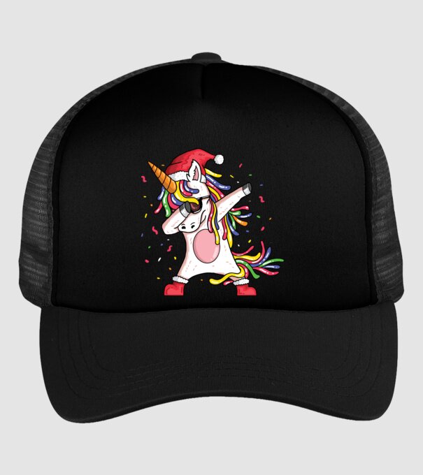 Christmas unicorn dab model negru pe tricou