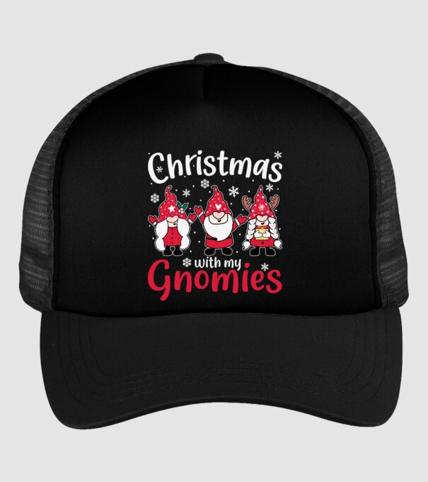 Christmas with my gnomies model negru pe tricou
