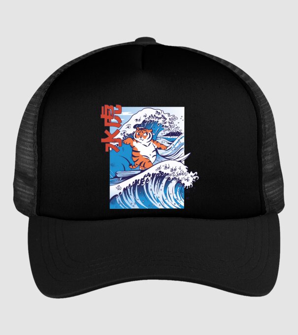 Chubby Surfer Tiger model negru pe tricou