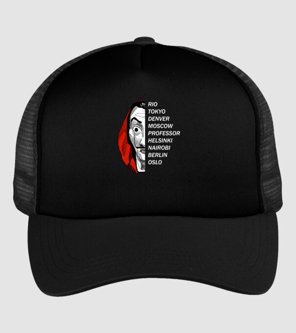 classic logo money heist model negru pe tricou