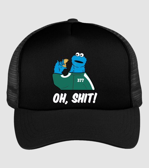 cookie monster squid game parody model negru pe tricou