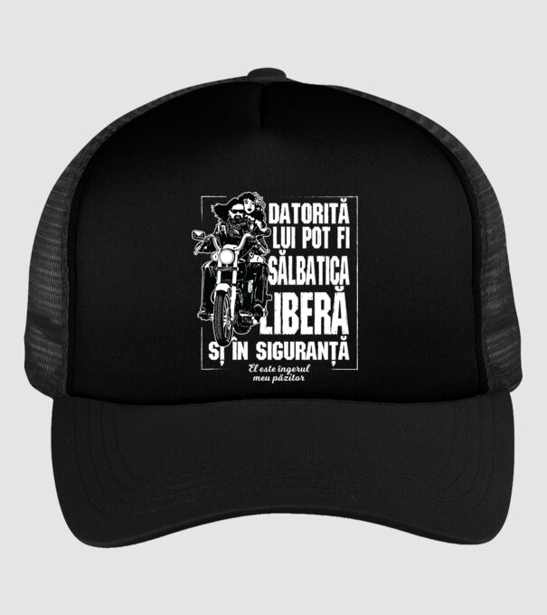 datorită ei pot fi sălbatic, liber și în siguranță - ea este îngerul meu păzitor model negru pe tricou