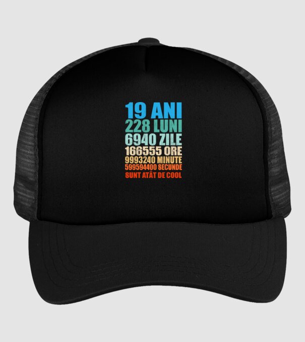 De 19 ani - luni - zile - ore - minute - secunde - sunt atât de cool model negru pe tricou
