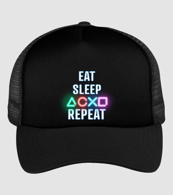 Eat sleep PS model negru pe tricou