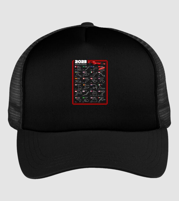 F1 2023 Formula Grand prix calendar model negru pe tricou