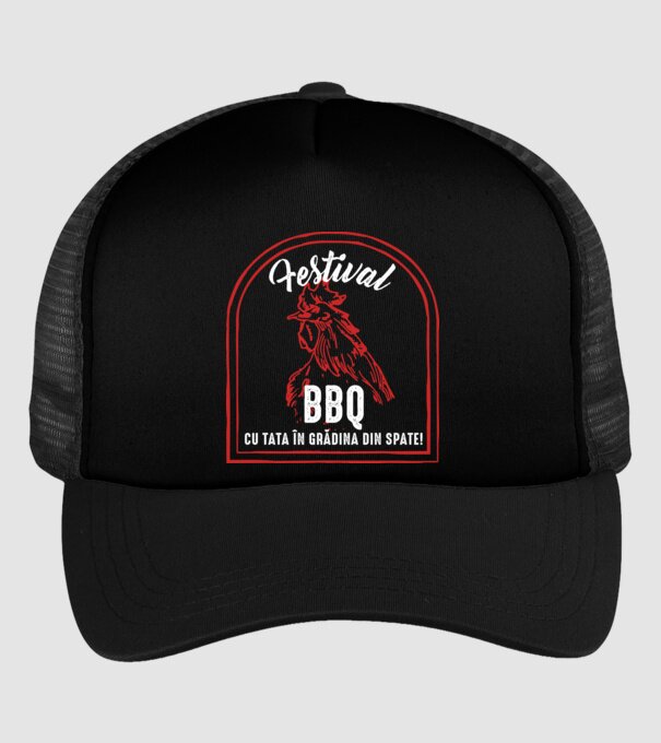 Festival BBQ - cu tata în grădina din spate! model negru pe tricou