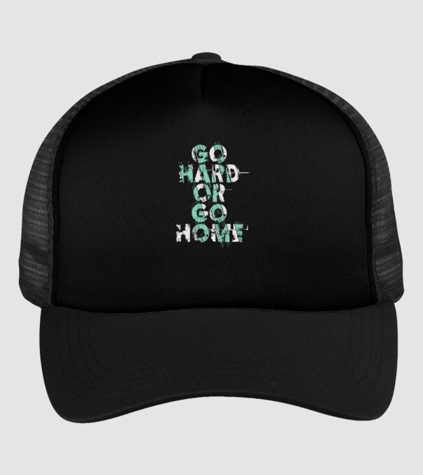Go Hard or Go Home model negru pe tricou