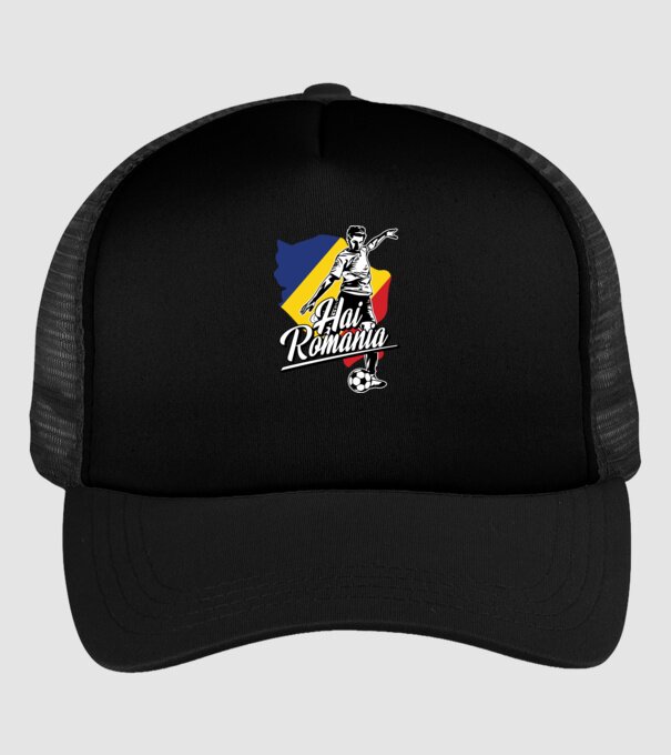 Hai romania fotbal model negru pe tricou