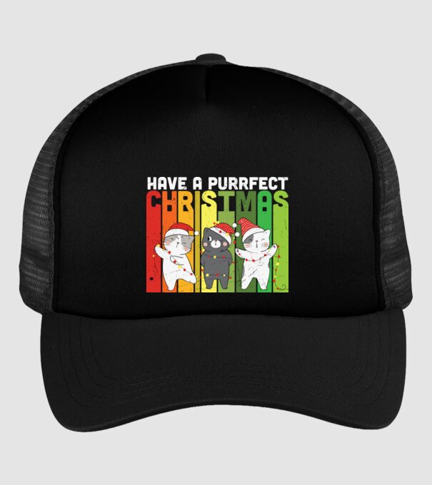 Have a purrfect christmas model negru pe tricou