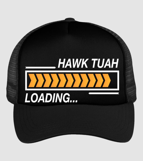 Hawk tuah loading model negru pe tricou