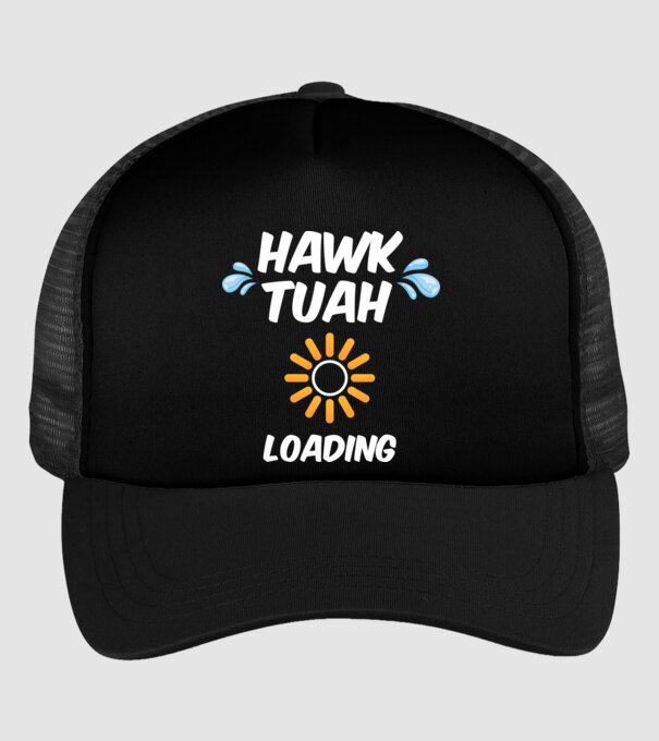 Hawk Tuah loading raindrop model negru pe tricou