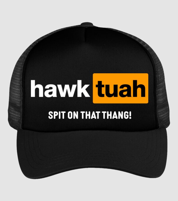 hawk tuah pornhub mix model negru pe tricou