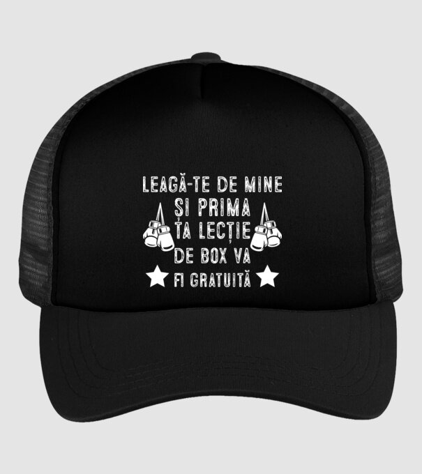 Leagă-te de mine și prima ta lecție de box va fi gratuită model negru pe tricou