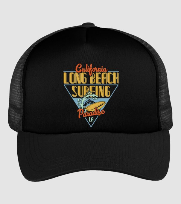 Long Beach model negru pe tricou