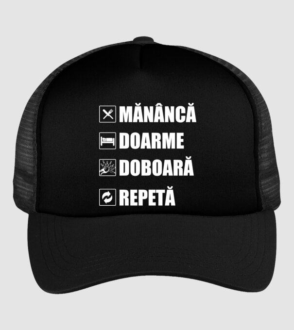 mănâncă doarme doarme doboară repetă model negru pe tricou