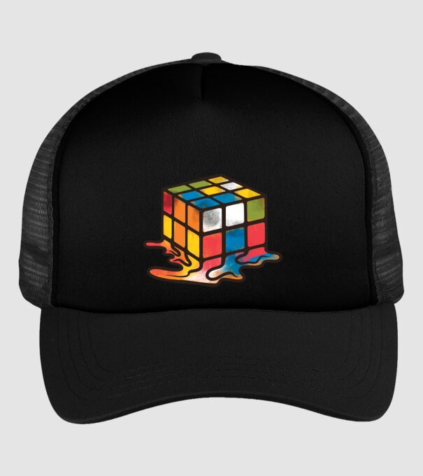 Melted Rubik model negru pe tricou