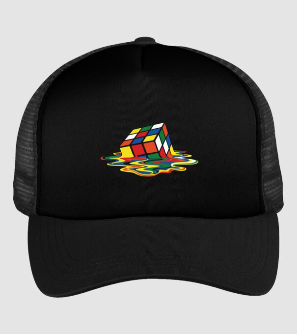 Melting Rubik model negru pe tricou