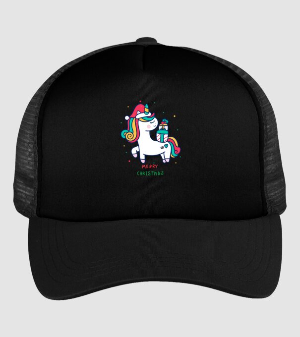 merry christmas unicorn model negru pe tricou